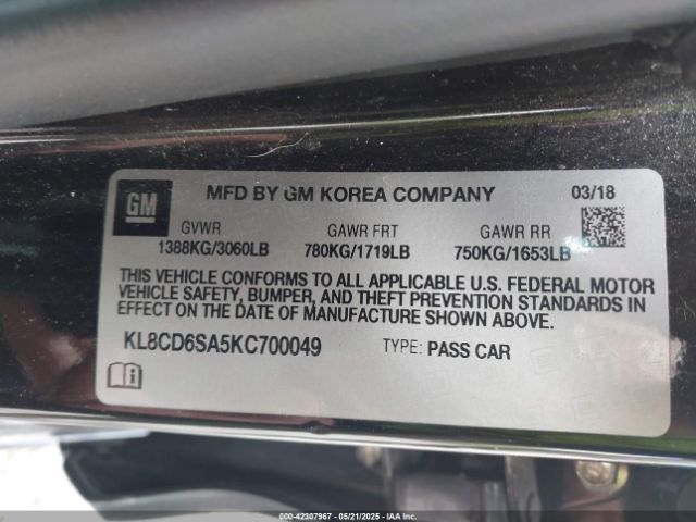 KL8CD6SA5KC700049 Chevrolet Spark 1lt Cvt