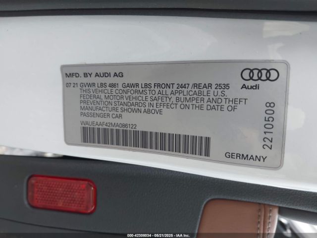 2021 AUDI A4 WAUEAAF42MA086122 Photo 8