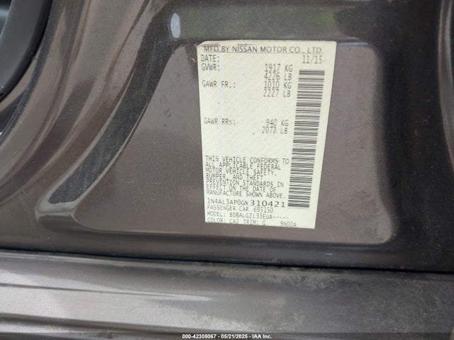 1N4AL3AP0GN310421 Nissan Altima 2.5 S