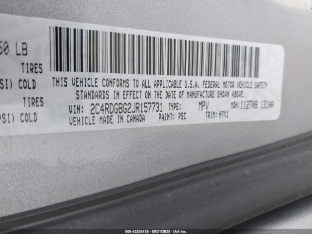 2018 DODGE GRAND CARAVAN 2C4RDGBG2JR157731 Photo 8