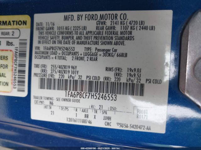 2017 FORD MUSTANG 1FA6P8CF7H5246553 Photo 8