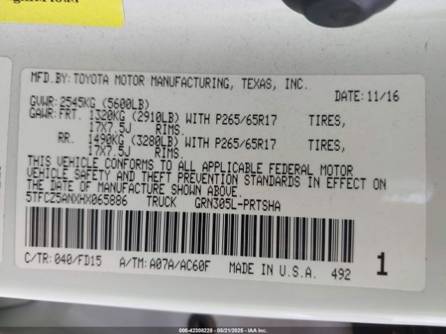 5TFCZ5ANXHX065886 Toyota Tacoma Trd Sport