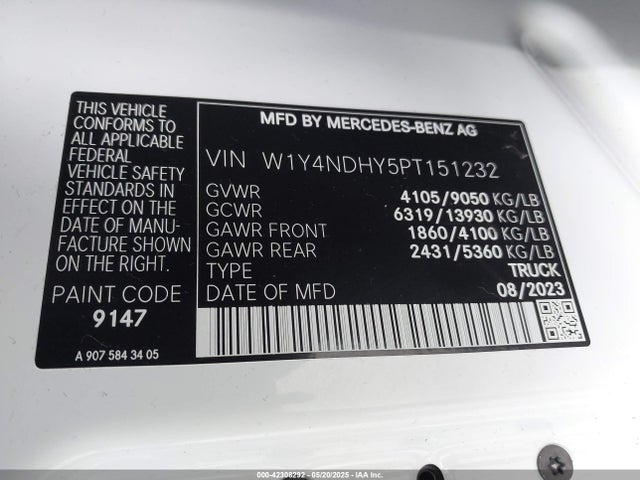 W1Y4NDHY5PT151232 Mercedes-Benz Sprinter 2500 High Roof 4-cyl Diesel Ho
