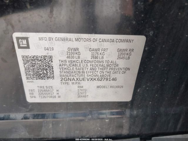 2019 CHEVROLET EQUINOX 2GNAXUEVXK6279146 Photo 8