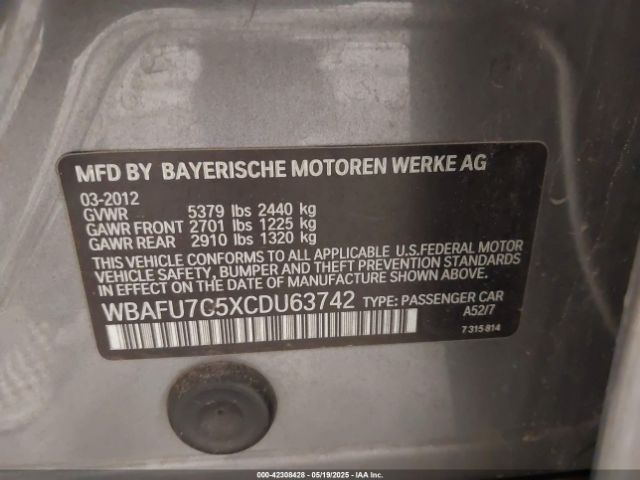 2012 BMW 535I WBAFU7C5XCDU63742 Photo 8