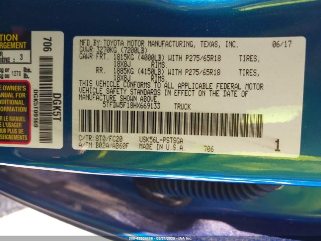 5TFDW5F18HX669133 Toyota 3ur-fbe
