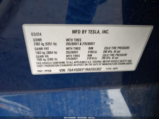2024 TESLA MODEL Y 7SAYGDEF1RA265382 Photo 8