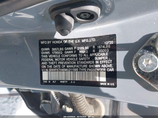 SHHFK7H40MU211595 Honda l15ba
