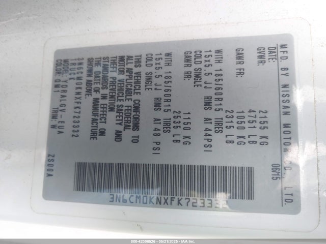 3N6CM0KNXFK723332 Nissan 2015