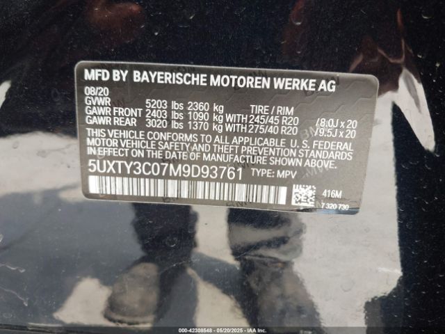 5UXTY3C07M9D93761 BMW X3