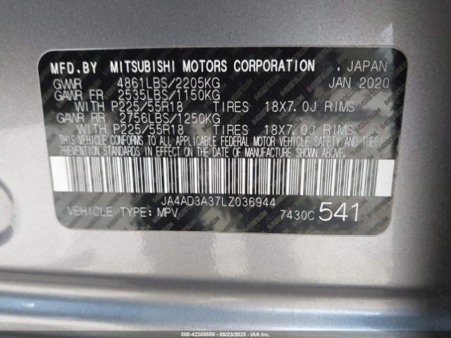 2020 MITSUBISHI OUTLANDER JA4AD3A37LZ036944 Photo 8