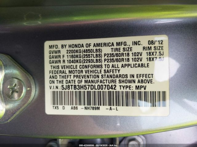 2013 ACURA RDX 5J8TB3H57DL007042 Photo 8