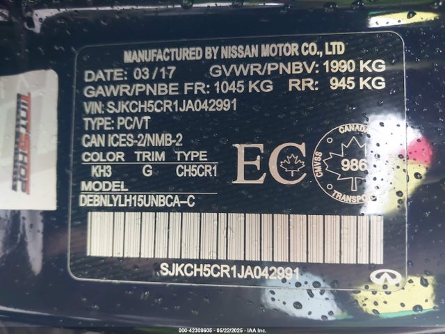 SJKCH5CR1JA042991 Infiniti m27020