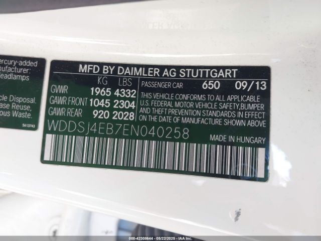 WDDSJ4EB7EN040258 Mercedes-Benz CLA 250