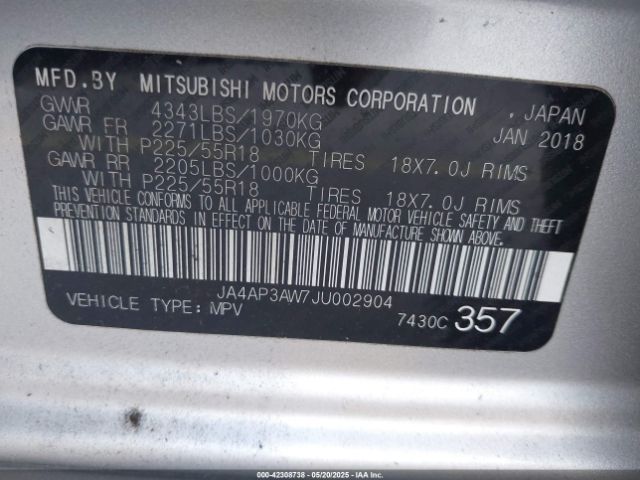 2018 MITSUBISHI OUTLANDER SPORT JA4AP3AW7JU002904 Photo 8