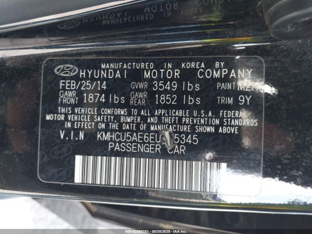 KMHCU5AE6EU165345 Hyundai dohc gdi gamma