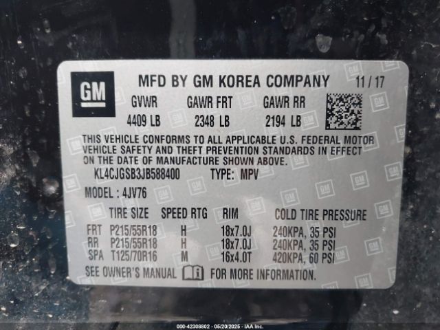 KL4CJGSB3JB588400 Buick Encore Essence