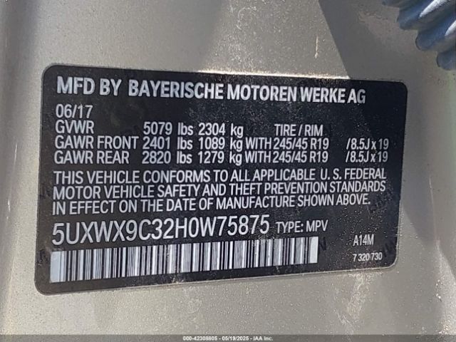5UXWX9C32H0W75875 BMW X3 Xdrive28i