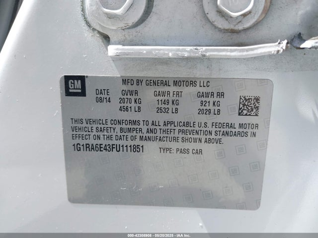 1G1RA6E43FU111851 Chevrolet Volt