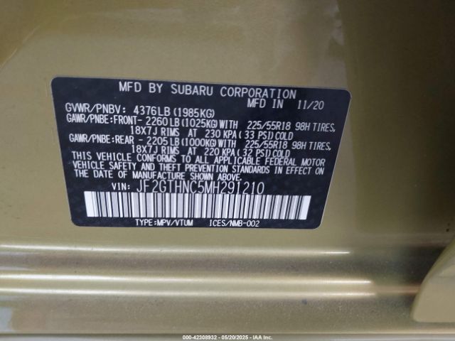 JF2GTHNC5MH291210 Subaru Crosstrek Limited