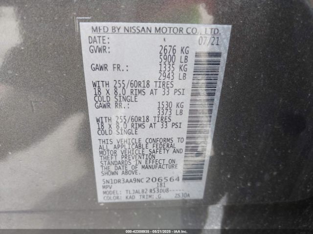 2022 NISSAN PATHFINDER 5N1DR3AA9NC206564 Photo 8