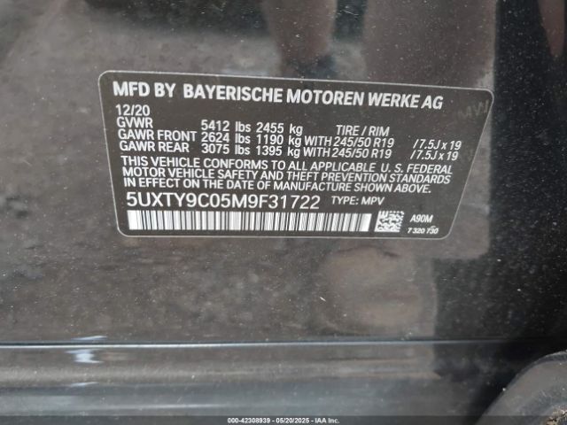 2021 BMW X3 5UXTY9C05M9F31722 Photo 8