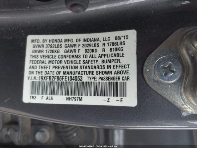 19XFB2F86FE104053 Honda CIVIC EX