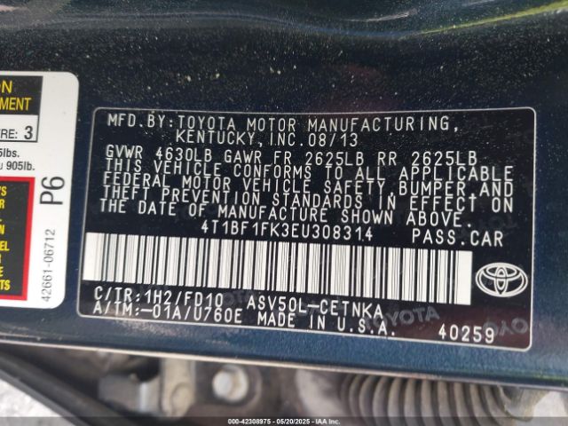 4T1BF1FK3EU308314 Toyota CAMRY LE