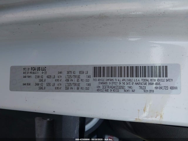 3C6TRVAGXKE532921 RAM 2019