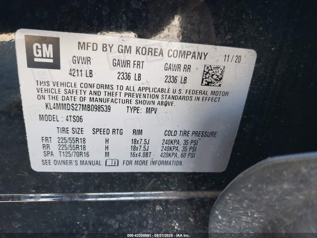 KL4MMDS27MB098539 Buick lih - e0-15, di, l3, vvt, alum, css prime