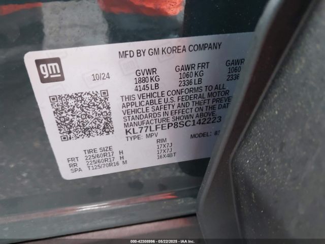 KL77LFEP8SC142223 Chevrolet Trax Fwd Ls