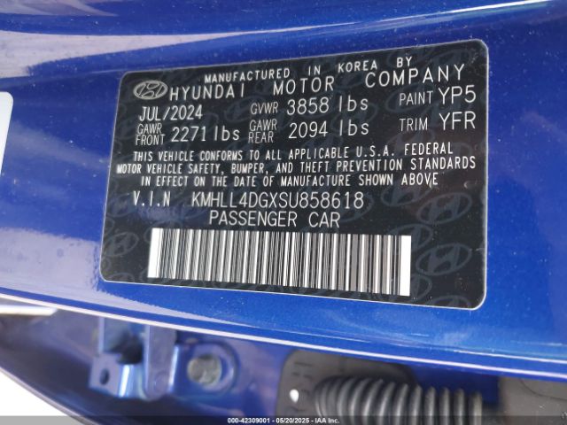 KMHLL4DGXSU858618 Hyundai ELANTRA SE
