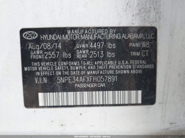 5NPE34AFXFH057891 Hyundai Sonata Sport
