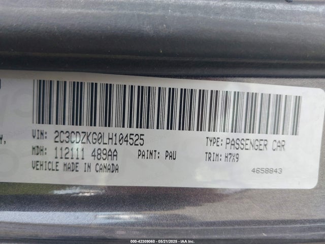 2C3CDZKG0LH104525 Dodge 2020