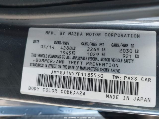 JM1GJ1V57F1185530 Mazda Mazda6 I Touring