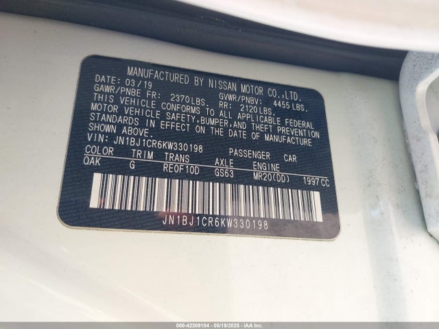 JN1BJ1CR6KW330198 Nissan Rogue Sport S