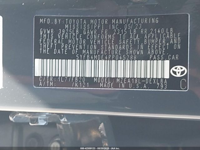 5YFB4MDE4PP045288 Toyota COROLLA LE