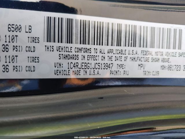 2018 JEEP GRAND CHEROKEE 1C4RJEBG1JC513947 Photo 8