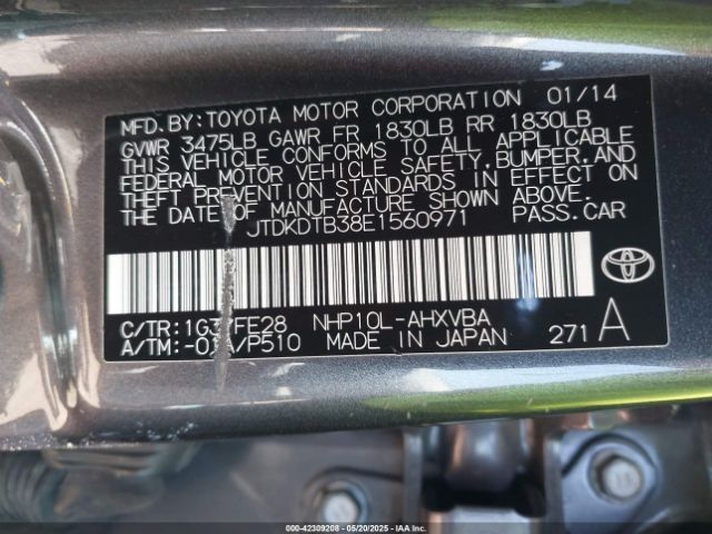 JTDKDTB38E1560971 Toyota Prius C One