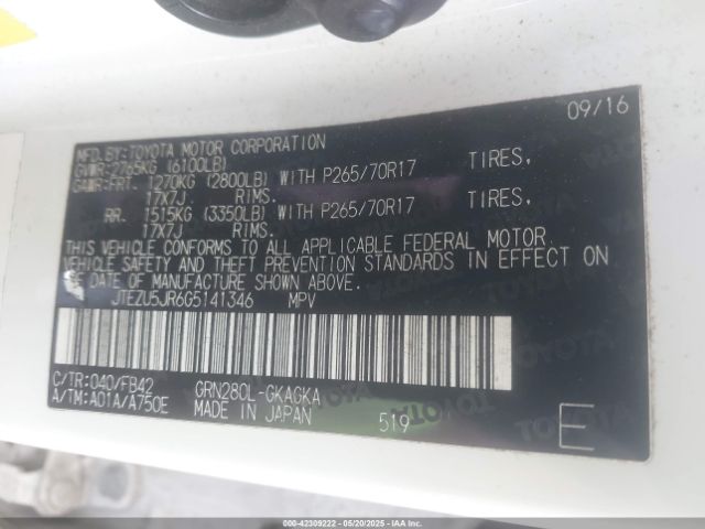 2016 TOYOTA 4RUNNER JTEZU5JR6G5141346 Photo 8