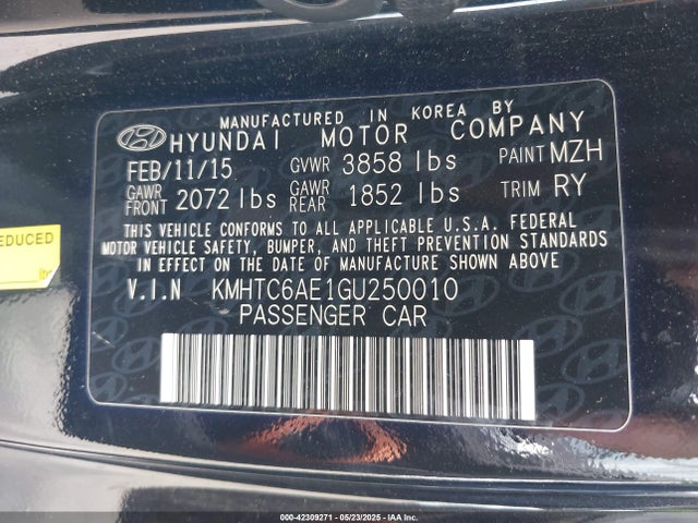 42309271 :رقم المزاد ، KMHTC6AE1GU250010 vin ، 2016 Hyundai Veloster Turbo مزاد بيع