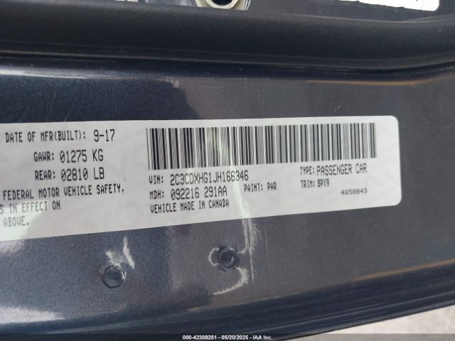 2C3CDXHG1JH166346 Dodge Charger Sxt Plus Rwd