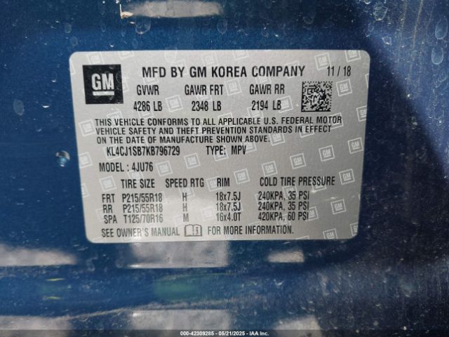KL4CJ1SB7KB796729 Buick Encore Fwd Sport Touring