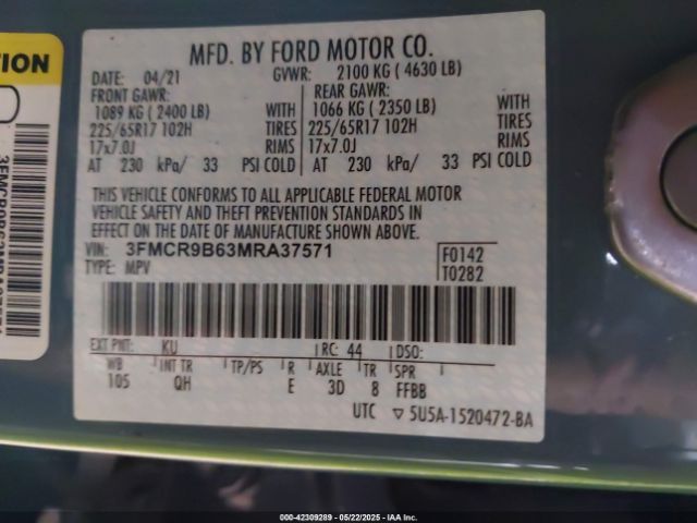 2021 FORD BRONCO SPORT 3FMCR9B63MRA37571 Photo 8