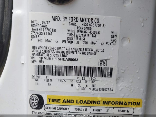 1FMJK1JT5HEA58063 Ford 3.5l gtdi ffv/gasoline