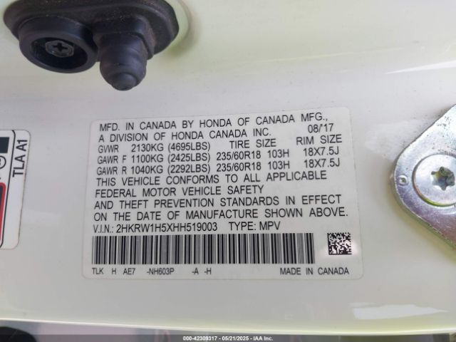 2HKRW1H5XHH519003 Honda CR-V EX
