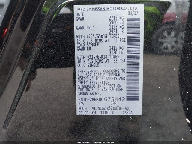 5N1DR2MMXHC675442 Nissan 2017