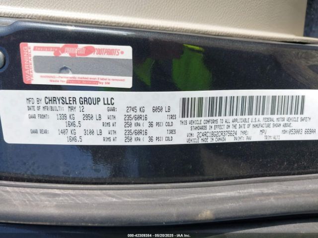 2012 CHRYSLER TOWN & COUNTRY 2C4RC1BG2CR375624 Photo 8