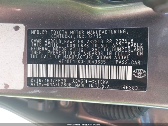 4T1BF1FK3FU043685 Toyota CAMRY SE