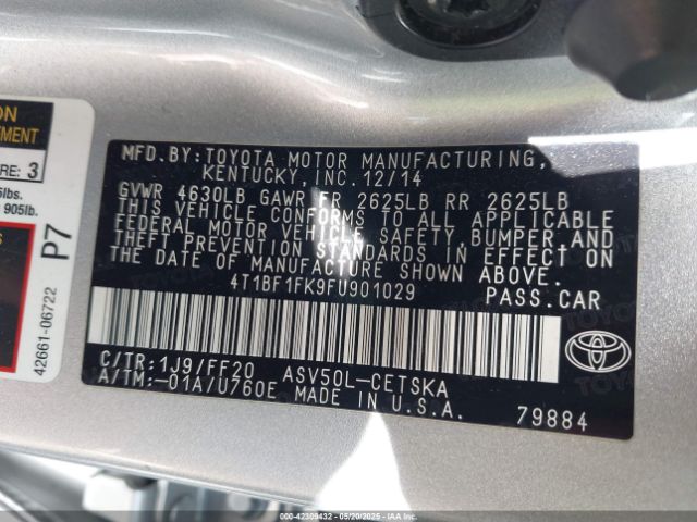 4T1BF1FK9FU901029 Toyota 2ar-fe